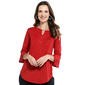 Womens Notations 3/4 Ruffle Sleeve Disco Dot Keyhole Blouse - image 1