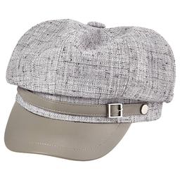 Womens BCBG Tweed Faux Leather Newsboy Hat