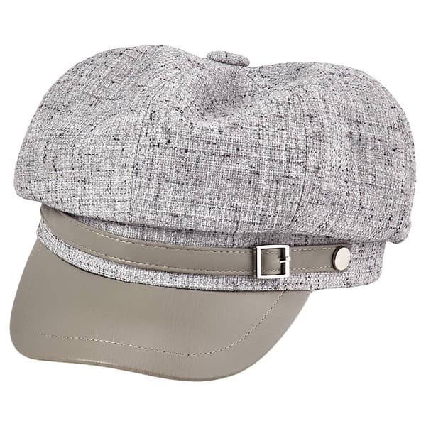 Womens BCBG Tweed Faux Leather Newsboy Hat - image 