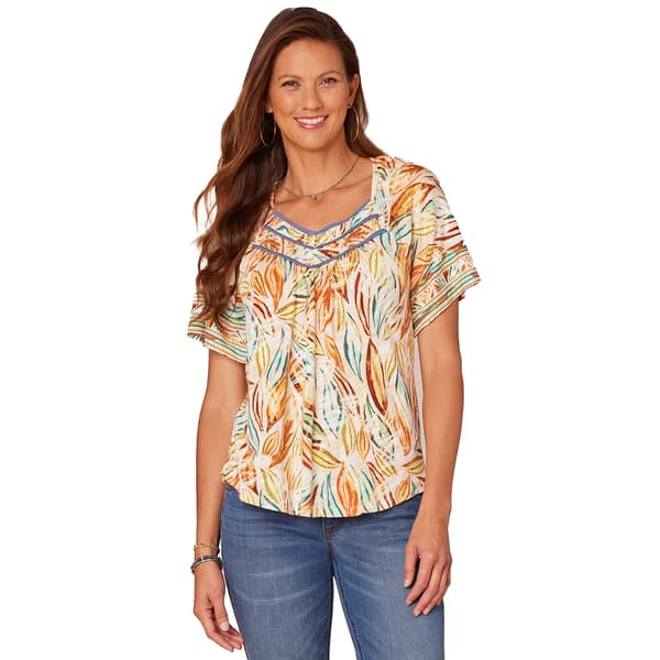 Womens Democracy Absolution&#40;R&#41; Bell Smocked Piping Detail Top - image 