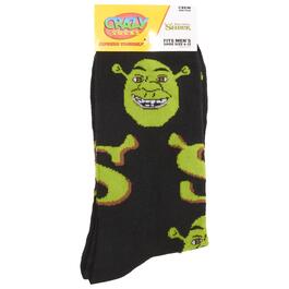 Mens Crazy Socks Shrek Heads Crew Socks