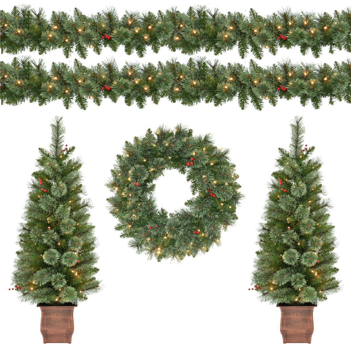 Puleo International 5pc. Pre-Lit LED Christmas Decor Set