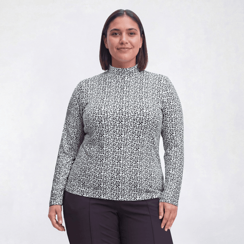 Plus Size Hasting & Smith Long Sleeve Mock Neck Floral Tee - image 
