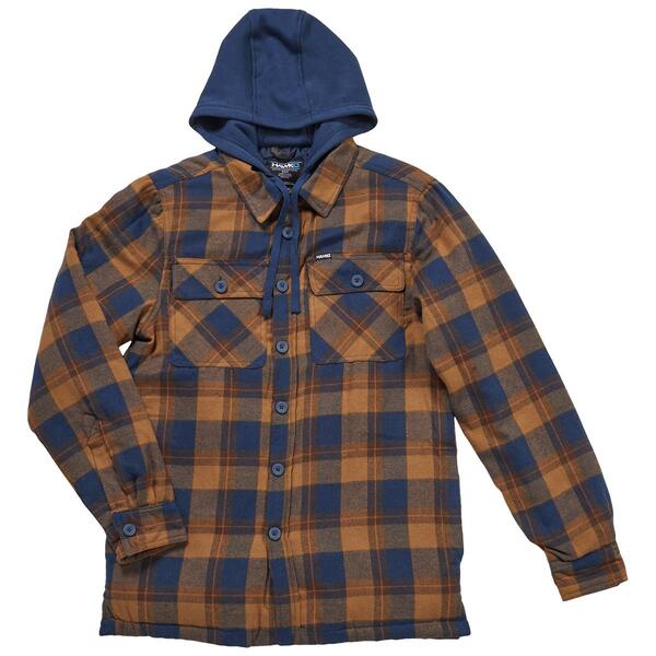 Young Mens Tony Hawk Flannel Hooded Shacket - Ensign Blue - image 