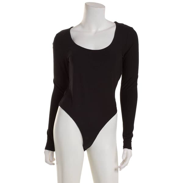Juniors Derek Heart Long Sleeve Double Layer Scoop Neck Bodysuit - image 