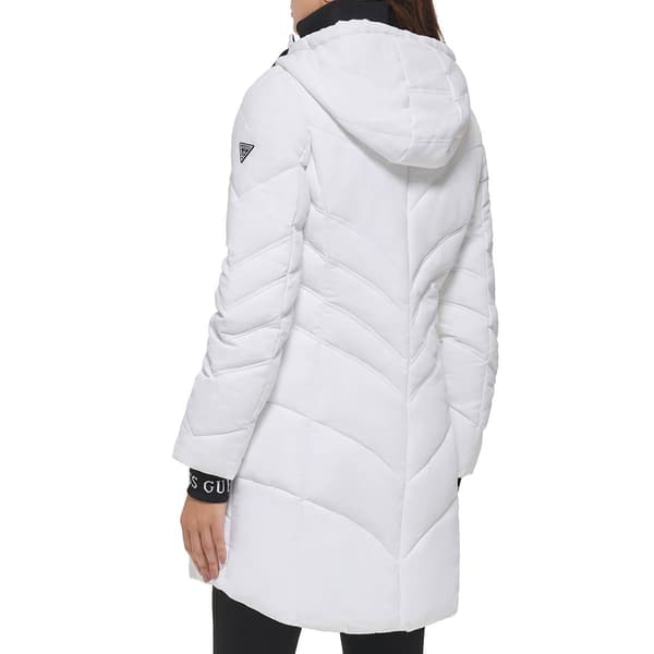 Womens Guess Long Heavy Polyfill Puffer Jacket w/Cuffs