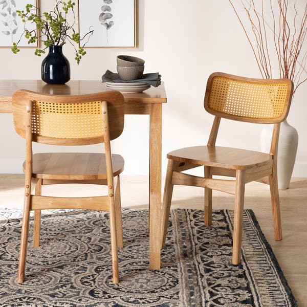 Baxton Studio Tadeo Oak Brown Finished Wood 2pc. Dining Chair Set