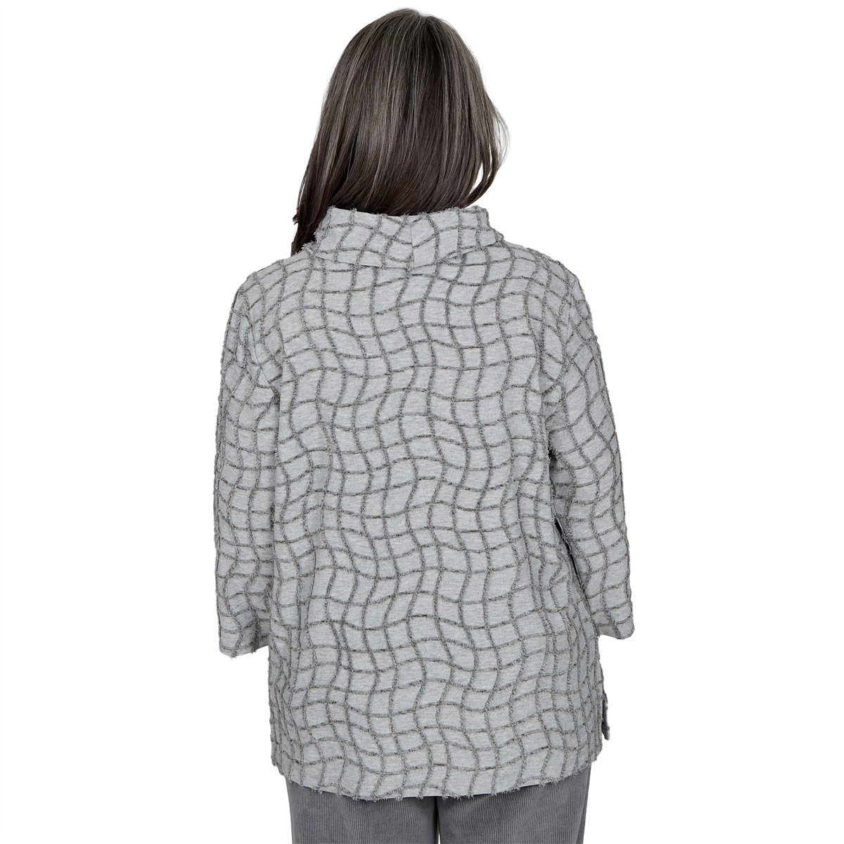 Womens Alfred Dunner Vail Feather Yarn Cowl Neck Blouse