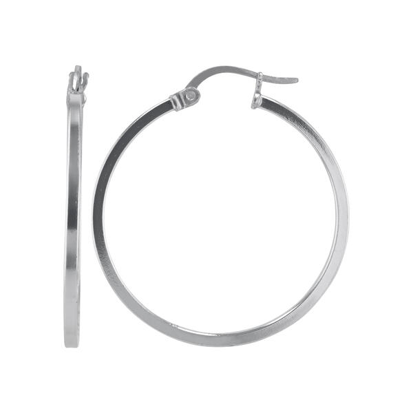 Polished Sterling Silver Square Tube Hoop Earrings - image 
