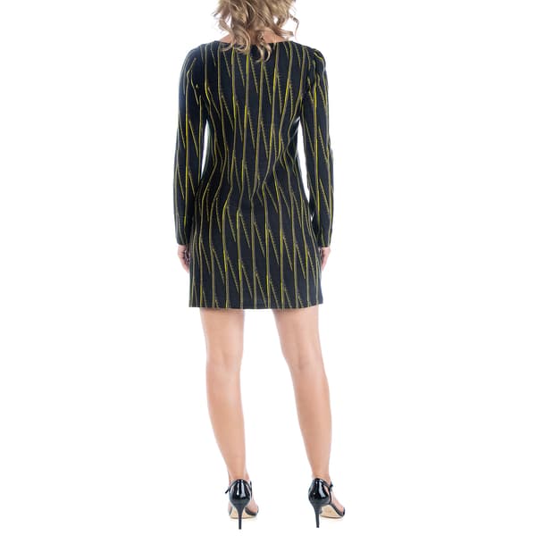 Womens 24/7 Comfort Apparel Neon Green Long Sleeve Shift Dress