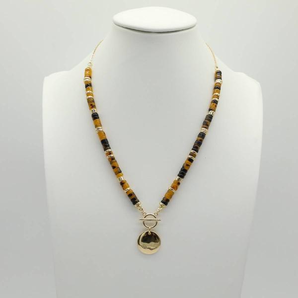 Ashley  Cooper(tm) Faux Tortoise Heishi Bead w/ Disc Pendant - image 
