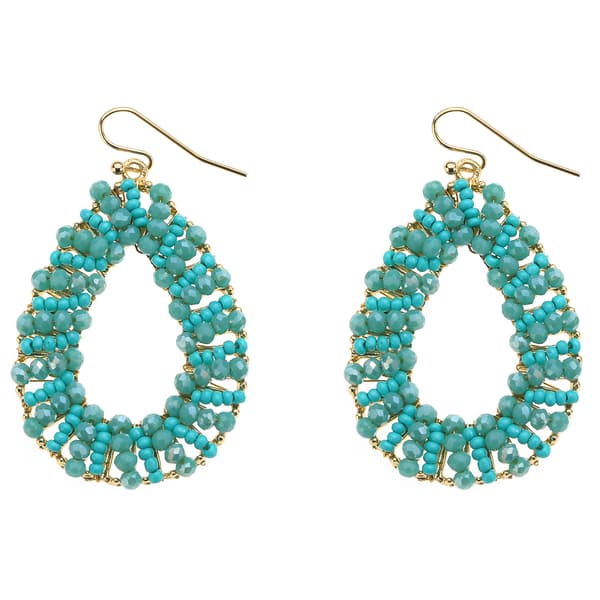 Ashley Cooper(tm) Gold-Tone Turquoise Seed Bead Earrings - image 