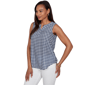 Womens Emaline Sapphire Serenade II Sleeveless Gingham Blouse - image 3