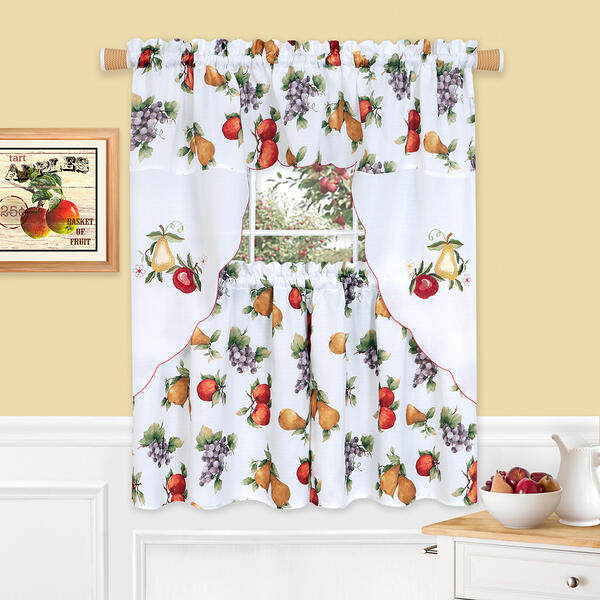 Achim Ambrosia Embellished Kitchen Curtain Set - image 