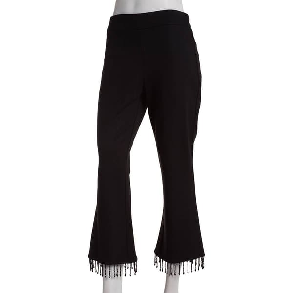 Womens Nanette Lepore Bead Fringe Trim Cropped Ponte Pant