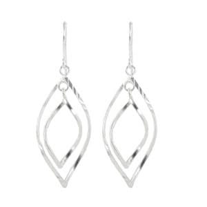 Silver Plate Marquise Shaped Dangle Earrings - image 