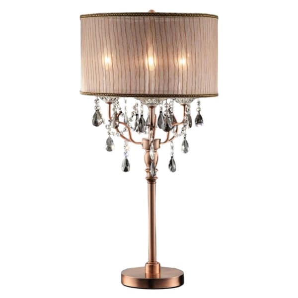 HomeRoots 32in. Rose Gold Faux Crystal Accent Table Lamp - image 