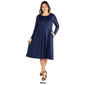Plus Size 24/7 Comfort Apparel Long Sleeve Midi Fit & Flare Dress - image 8