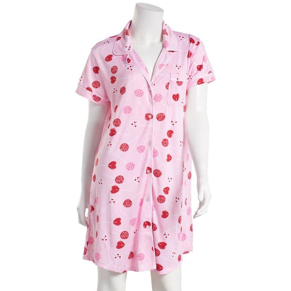 Juniors Derek Heart Short Sleeve Love Pops Notched Nightshirt