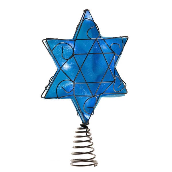 Kurt Adler UL 10-Light LED Silver & Blue Shimmer Star Treetop