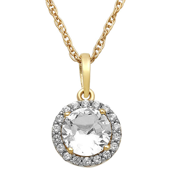 Gemstone Classics&#40;tm&#41; White Sapphire Halo Pendant Necklace - image 