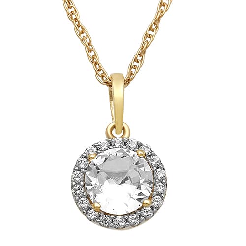 Gemstone Classics(tm) White Sapphire Halo Pendant Necklace - image 