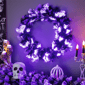 Northlight 24in. Black Fiber Optic Artificial Halloween Wreath - image 3