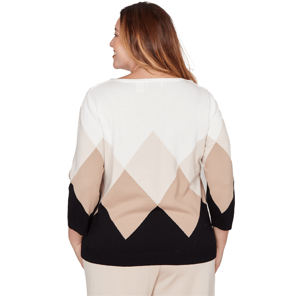 Plus Size Alfred Dunner Seville Stud Embellished Argyle Sweater