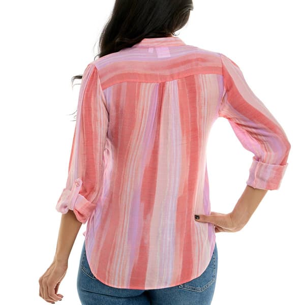 Womens Zac & Rachel 3/4 Sleeve Slub Pleated Front Blouse-Orchid