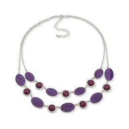 Gloria Vanderbilt 2-Row Purple Oval Stone Frontal Necklace