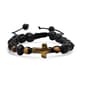 Mens Tiger Eye Cross and Beaded Drawstring Bracelet - image 1