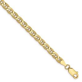 Mens Gold Classics&#40;tm&#41;10kt. Semi-Solid Anchor 4.1mm Chain Bracelet