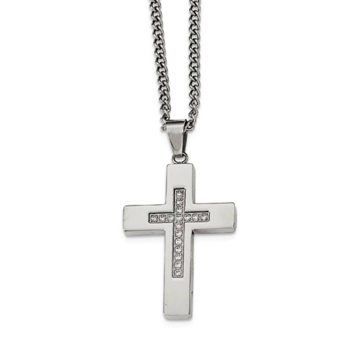 Mens Gentlemen’s Classics™ CZ Accented Cross Necklace