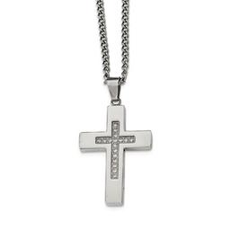 Mens Gentlemen's Classics(tm) Cubic Zirconia Accented Cross Necklace