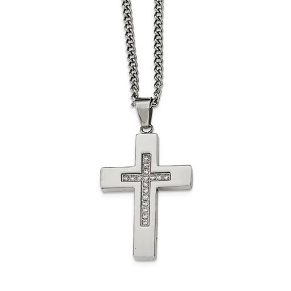 Mens Gentlemen's Classics&#40;tm&#41; Cubic Zirconia Accented Cross Necklace - image 