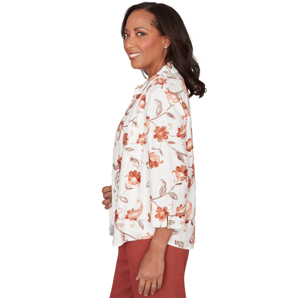 Petites Alfred Dunner Spice Market Paisley Floral Collared Two I