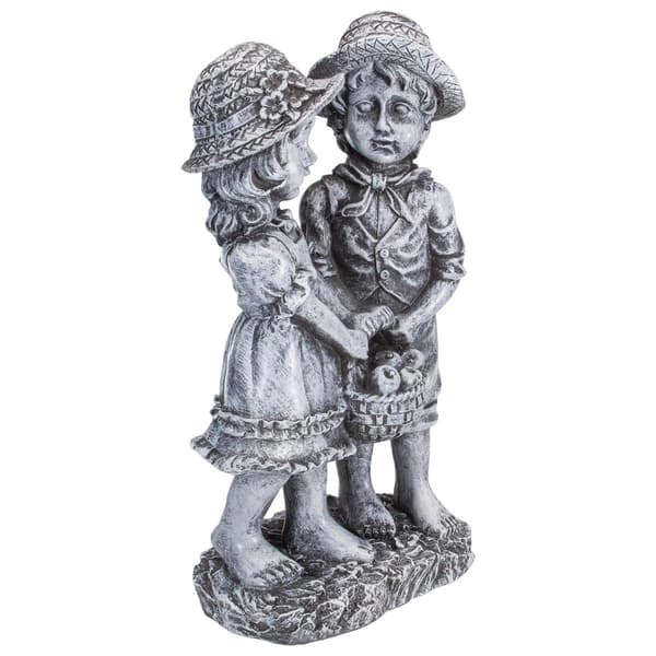 Northlight Seasonal 13in. Boy & Girl Apple Picking Garden Statue