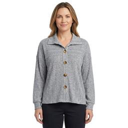 Womens Cure Rib Hacci Button Front With Collar Top