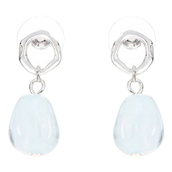 Design Collection Silver Link & Blue Drop Earrings - image 