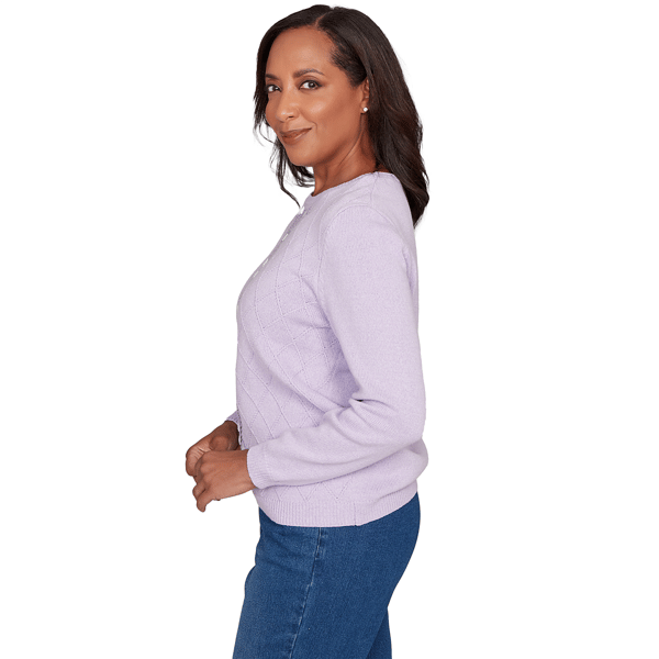 Petites Alfred Dunner Hilton Head Center Embroidery Accent Sweat