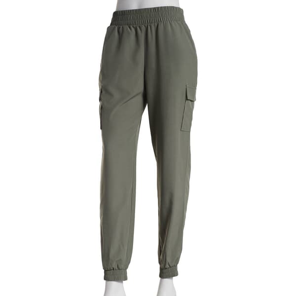 Juniors Pink Rose Woven Cargo Pocket Joggers