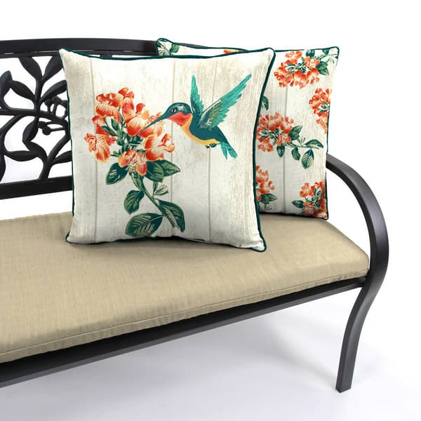 Jordan Manufacturing Hummingbird Floral Outdoor Throw Pillow