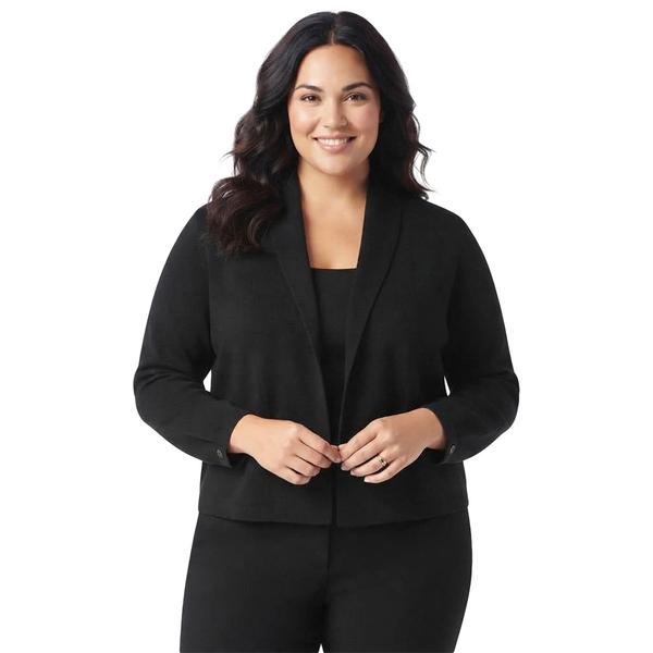Plus Size Kasper Long Sleeve Solid Kissing Front Cardigan - image 