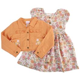 Girls &#40;4-6x&#41; Little Lass&#40;R&#41; Embroidered Crop Jacket w/ Dress