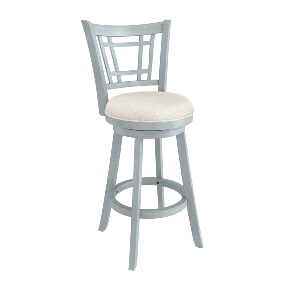 HH2 Home Fairfox Blue Wood Bar Height Swivel Stool