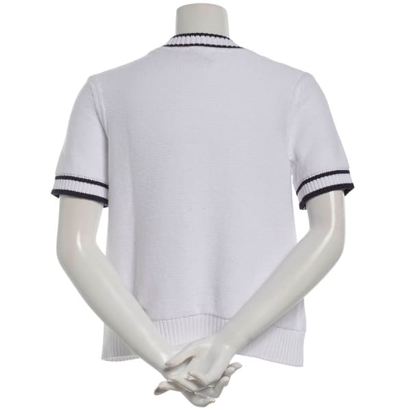 Womens Nautica Short Sleeve Traverse Cable Sweater