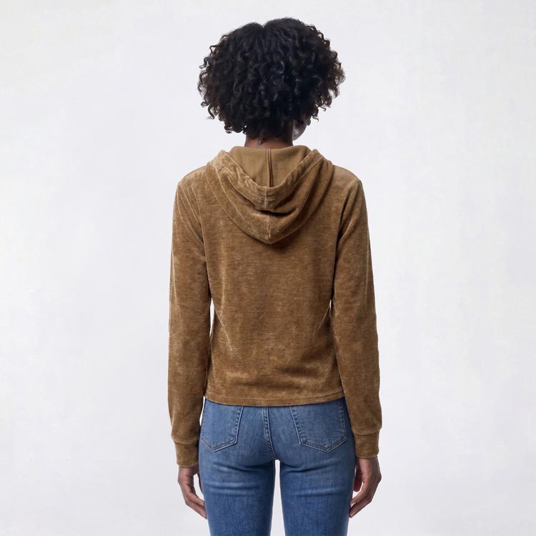 Womens Nautica Long Sleeve Solid Rib Knit Hoodie
