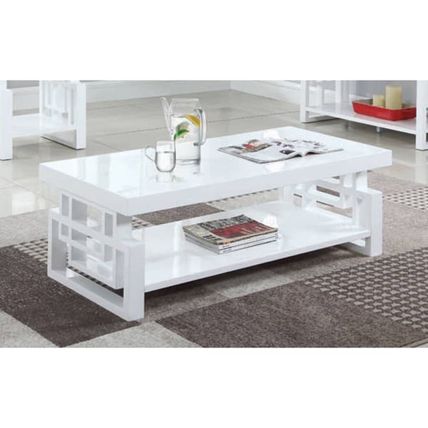 Coaster Rectangular Coffee Table - High Glossy White