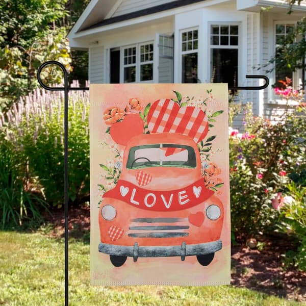 Northlight Seasonal Vintage Car & Love Banner Outdoor Garden Flag