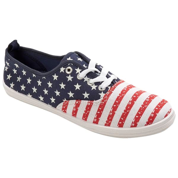 Womens Ashley Blue USA Flag Canvas Fashion Sneakers - image 